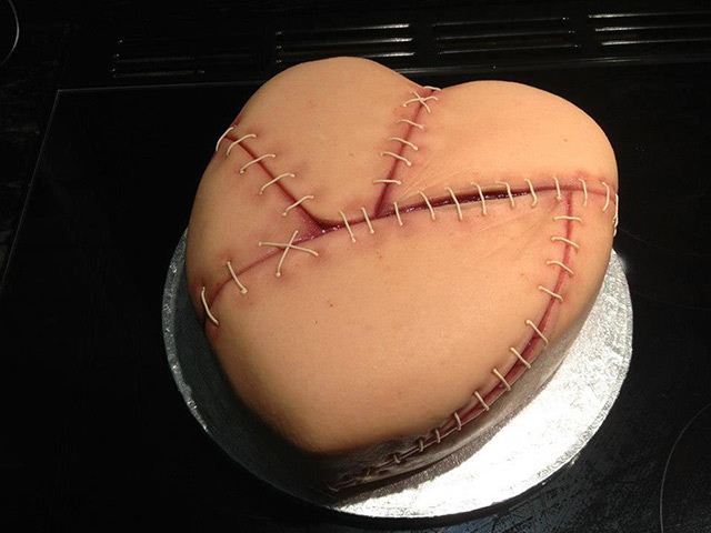 Stitched skin cake